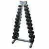 Musclemania-fitness SPECIAL PURCHASE: 1-10kg "Class A" Rubber Hex Dumbbell Set With Triangular Storage Rack
