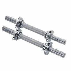 Musclemania-fitness Solid Chromed 19" Standard Dumbbell Handles, 28mm With Spin Lock Collar (PAIR)