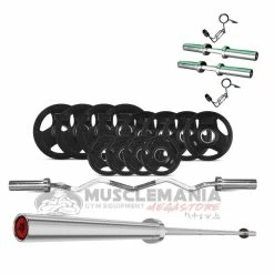 Musclemania-fitness SPECIAL: 200Kg Rubber Olympic Weight/Bars/Dumbbells Package EQUIPMENT STRENGTH