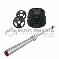 Musclemania-fitness EQUIPMENT STRENGTH SPECIAL: 100Kg Rubber Olympic Weight/Bar Package