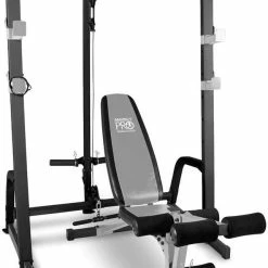 Muscle Mania Fitness MegaStore EQUIPMENT STRENGTH SPECIAL - Marcy Home Gym Fitness Deluxe Cage System Machine + Weight Lifting Bench & Bar/Weight Package