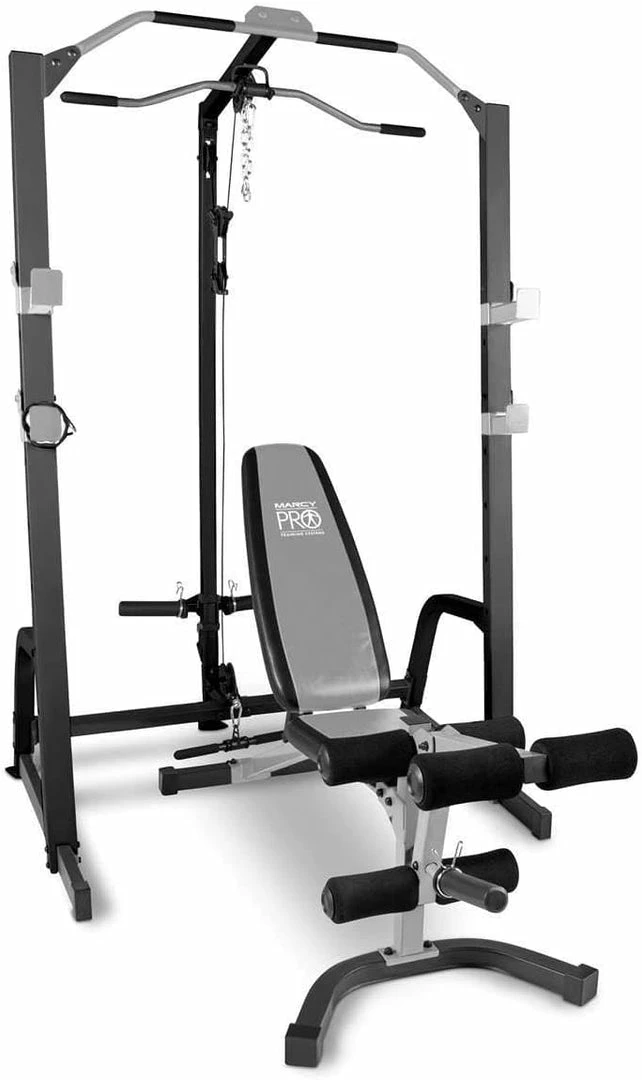 Muscle Mania Fitness MegaStore EQUIPMENT STRENGTH SPECIAL - Marcy Home Gym Fitness Deluxe Cage System Machine + Weight Lifting Bench & Bar/Weight Package