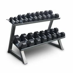 Musclemania-fitness Bodyworx 7492-2 Flat Tray Double Dumbbell Rack Commercial-Grade (135cm Long) Dumbbells