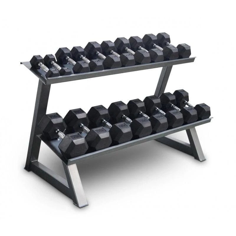 Musclemania-fitness Bodyworx 7492-2 Flat Tray Double Dumbbell Rack Commercial-Grade (135cm Long) Dumbbells
