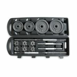 Musclemania Fitness MegaStore Bodyworx Barbell & Dumbbell Weight Set In Plastic Case (50Kgs) Weight Plates