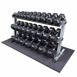 Musclemania-fitness EQUIPMENT STRENGTH 1-50kg Rubber Hexagonal "Class A" Dumbbell Set With TWO X 3-Tier Dumbbell Racks