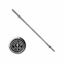 Musclemania Fitness MegaStore EQUIPMENT STRENGTH Gold's Gym 7ft Olympic Barbell W/ Lockjaw Collars
