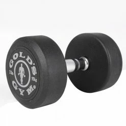 Musclemania Fitness MegaStore EQUIPMENT STRENGTH Gold's Gym Premium Rubber Dumbbell Set, 2.5kg To 20kgs (7 Pairs) Plus Deluxe 2-Tier Rack