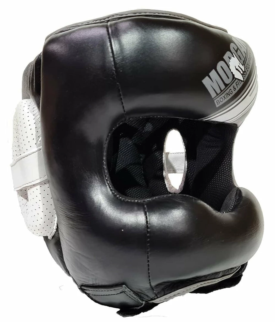 Musclemania-fitness MMA COMBAT Morgan Nose Protector Leather Sparring Head Guard