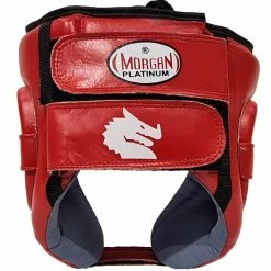 Musclemania-fitness Morgan Platinum Open Face Leather Head Guard
