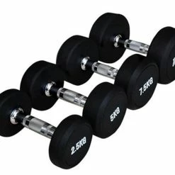 Musclemania-fitness EQUIPMENT STRENGTH SPECIAL! 10-40kg Commercial Rubber Round Dumbbell Set + 2-Tiers Dumbbell Rack