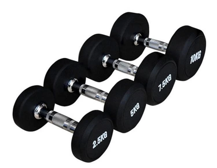 Musclemania-fitness EQUIPMENT STRENGTH SPECIAL! 10-40kg Commercial Rubber Round Dumbbell Set + 2-Tiers Dumbbell Rack