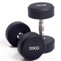 Musclemania-fitness EQUIPMENT STRENGTH SPECIAL! 10-40kg Commercial Rubber Round Dumbbell Set + 2-Tiers Dumbbell Rack
