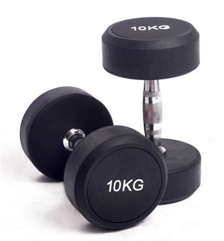 Musclemania-fitness EQUIPMENT STRENGTH SPECIAL! 10-40kg Commercial Rubber Round Dumbbell Set + 2-Tiers Dumbbell Rack