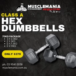 Musclemania Fitness MegaStore PACKAGE DEAL - "Class A" Hex Dumbbell Pack - 50KGS