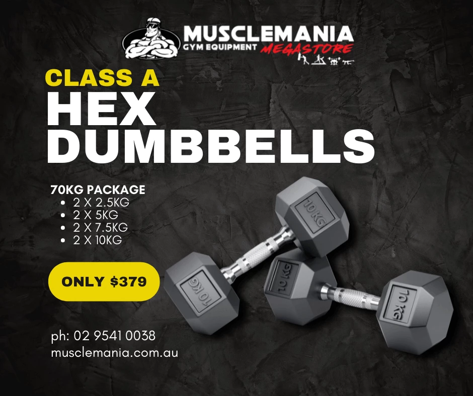 Musclemania Fitness MegaStore PACKAGE DEAL - "Class A" Hex Dumbbell Pack - 50KGS