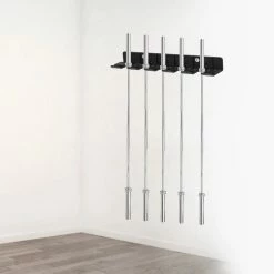 Muscle Mania Fitness MegaStore Equipment Storage VERTICAL BARBELL WALL MOUNT FOR 5 BARS.