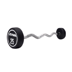 Muscle Mania Fitness MegaStore ZIVA™ XP COMMERCIAL-GRADE EZ CURL BARBELL SET (10 KG- 45 KG)