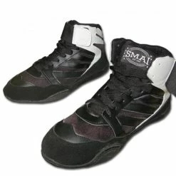 Musclemania-fitness Black Wrestling High Top Boots MMA COMBAT