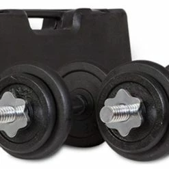 Musclemania-fitness SPECIAL DEAL - 20kg Adjustable Dumbbell Set With Case In Black-Grey