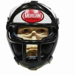 Musclemania-fitness MMA COMBAT Morgan Leather Head Guard With ABX Plastic Removable Grill