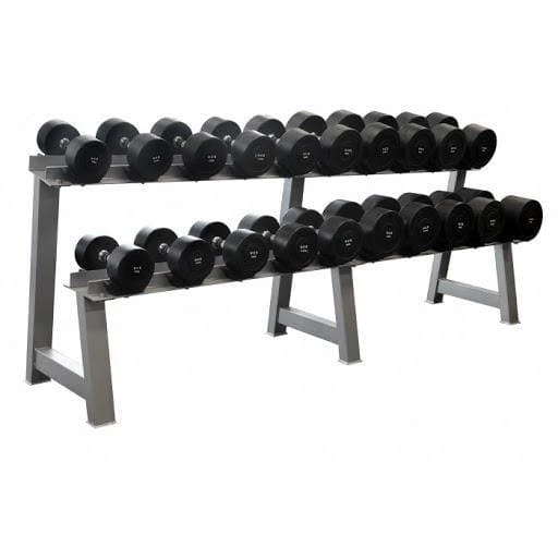 Musclemania-fitness EQUIPMENT STRENGTH SPECIAL! 10-40kg Commercial Rubber Round Dumbbell Set + 2-Tiers Dumbbell Rack
