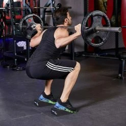 Musclemania Fitness MegaStore Squats/Calf Raise Blocks + Yoga Foam Wedge Blocks Pair + Yoga/Stretching Strap Set