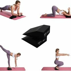 Musclemania Fitness MegaStore Squats/Calf Raise Blocks + Yoga Foam Wedge Blocks Pair + Yoga/Stretching Strap Set